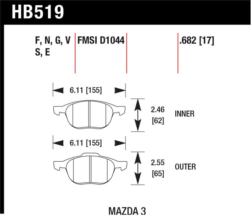 Hawk Performance HB519N.682 HP Plus Crossover Street/Motorsport Brake Pads