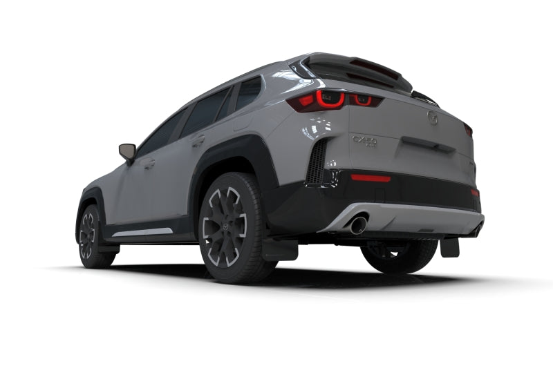 Rally Armor UR Mud Flaps - 2023-2025 Mazda CX-50 - Black/White Logo - #MF107-UR-BLK-WH