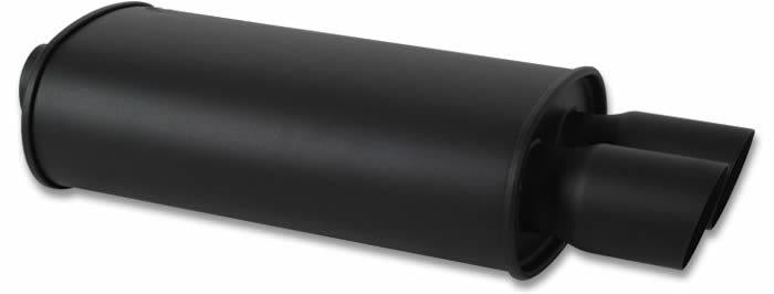 Vibrant StreetPower FLAT BLACK Oval Muffler with Single 3in Outlet - 3in inlet