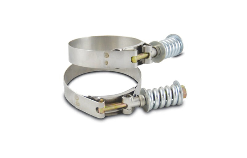 Vibrant SS T-Bolt Clamps Pack of 2 Size Range: 4.28in to 4.58in OD