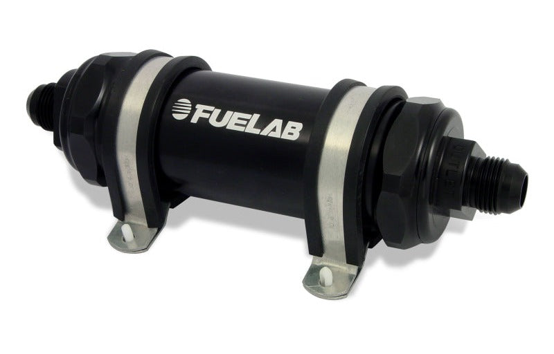 Fuelab 82832-1 828 In-Line Fuel Filter Long -8AN In/Out 6 Micron Fiberglass - Black