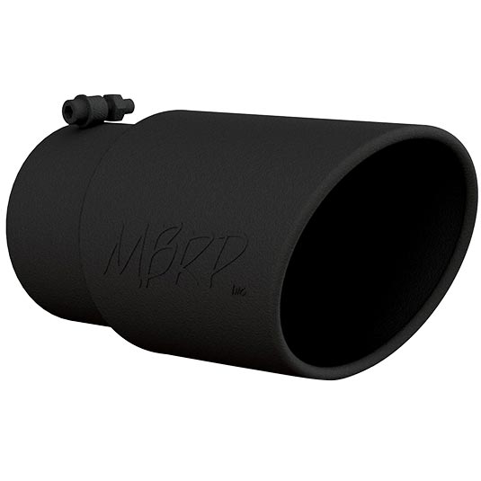 MBRP T5075BLK Exhaust Tip - 6" OD Angled Rolled End 5" inlet 12" length | Black Coated