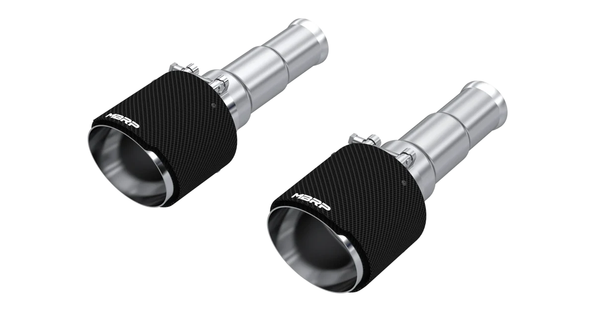 MBRP T5199CF 5in OD DW Angle Cut T304 Carbon Exhaust Tips - Pairs
