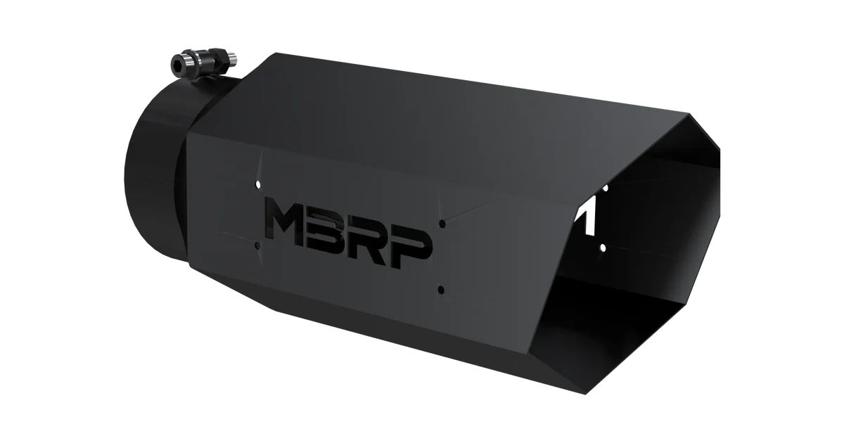 MBRP T5167BLK Black Hex Exhaust Tip ID-5 in. OD-6 in. L-16 in. Stainless Steel Black Coated w/out Stainless Steel Logo Plate Black Hex Exhaust Tip
