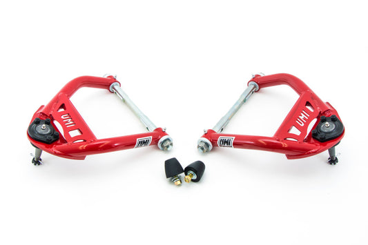 UMI Performance 4033-1-R Tubular Front Upper A-Arms 1/2in Taller Ball Joints Red
