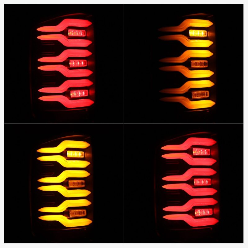 AlphaRex 620030 14-18 Chevrolet Silverado Luxx-Series LED Tail Lights Black w/Activation Light/Sequential Signal