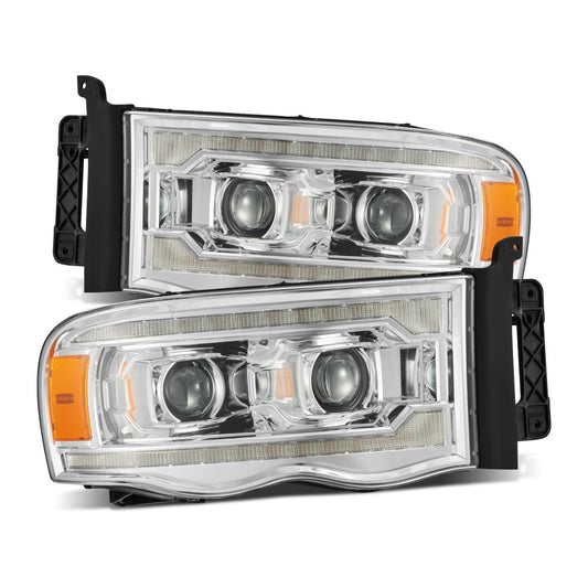 AlphaRex 880571 2002-2005 Dodge Ram 1500 PRO-Series Projector Headlights Plank Style Chrome with Sequential Signal