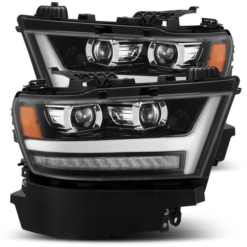 AlphaRex 880545 19-20 Dodge Ram 1500 LUXX LED Projector Headlights Plank Jet Black with Activation Light/Sequential Signal/DRL