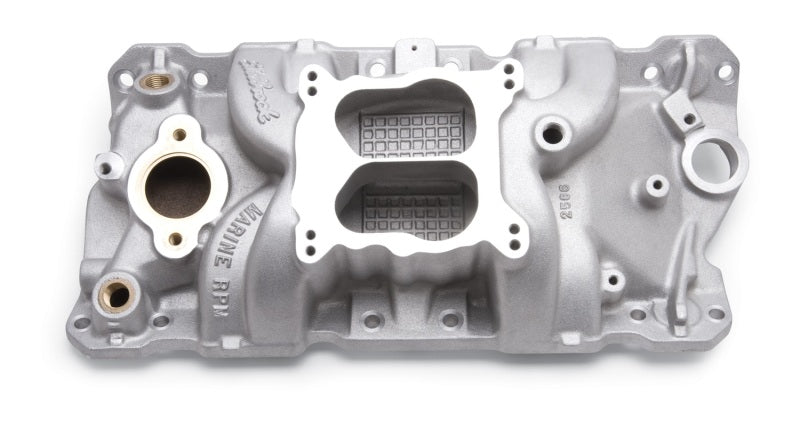 Edelbrock 2506 Manifold SBC 23-Degree Marine RPM 1987-1995 with Brass