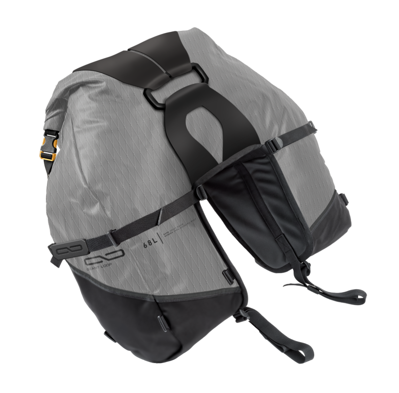 Giant Loop GBSB25-G Great Basin Saddlebag 68L Gray Motorcycle
