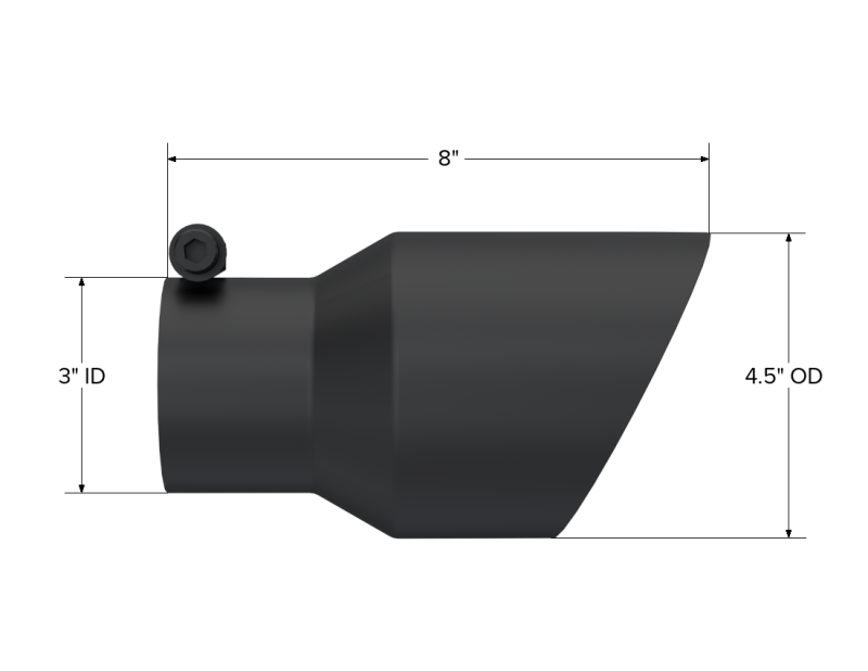 MBRP T5151BLK Universal Tip 4.5-inch OD 3-inch Inlet 8-inch Length Dual Walled Angled Exhaust Tip - Black
