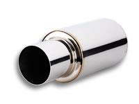 Vibrant TPV Turbo Round Muffler (17in Long) with 4in Round Tip Straight Cut