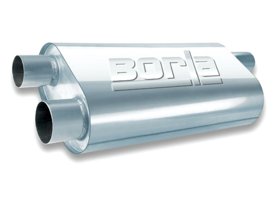 Borla 40474 Universal Oval Transverse Single 3in Inlet/2.5in Outlet 19in x 10.25in x 5.5in Turbo Muffler - #40474