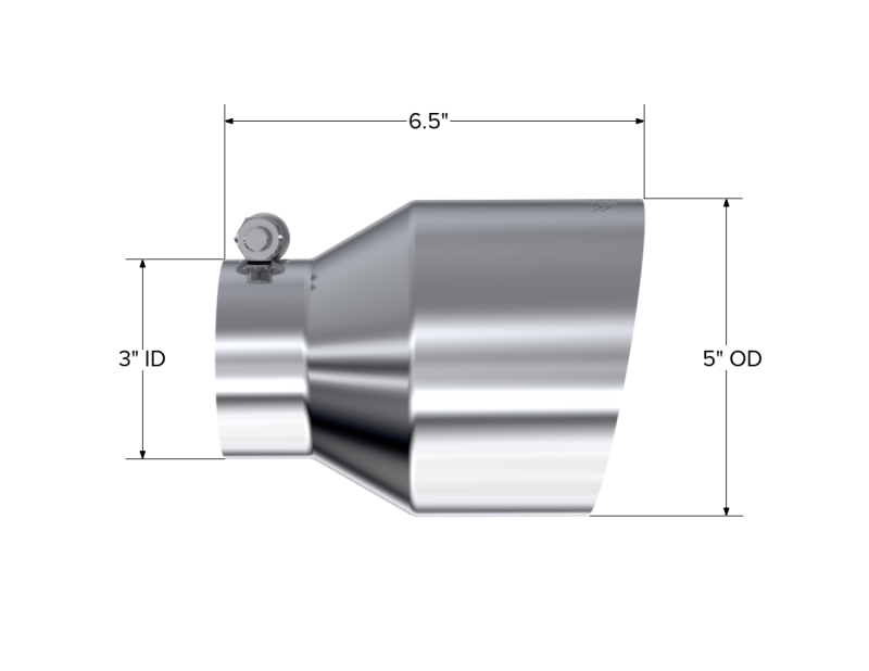 MBRP Univ T304 Tip, 3in ID / 5in OD Out / 6.5in Length / Single-Wall