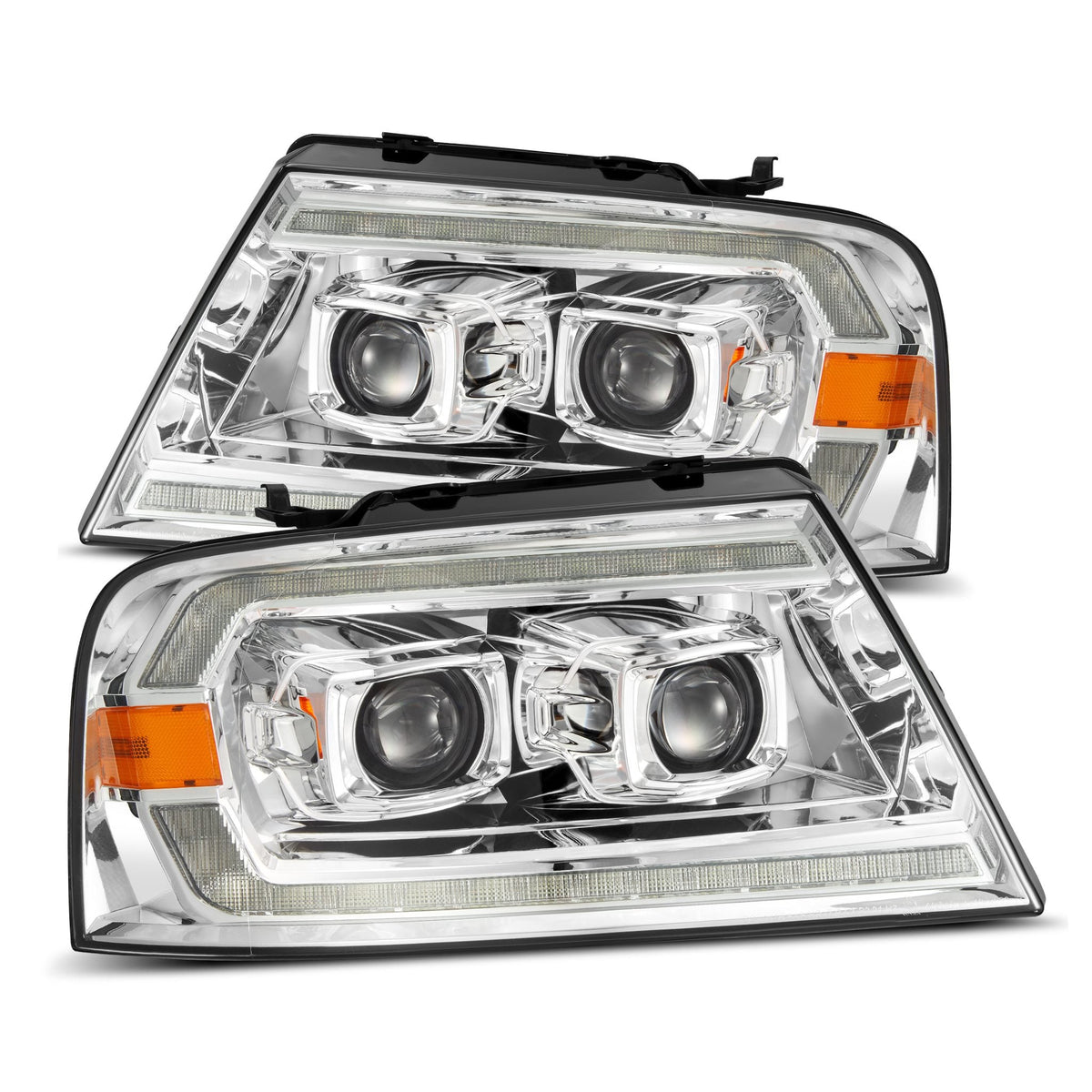 AlphaRex 880135 2004-2008 Ford F150 PRO-Series Projector Headlights Chrome with Sequential Signal and DRL