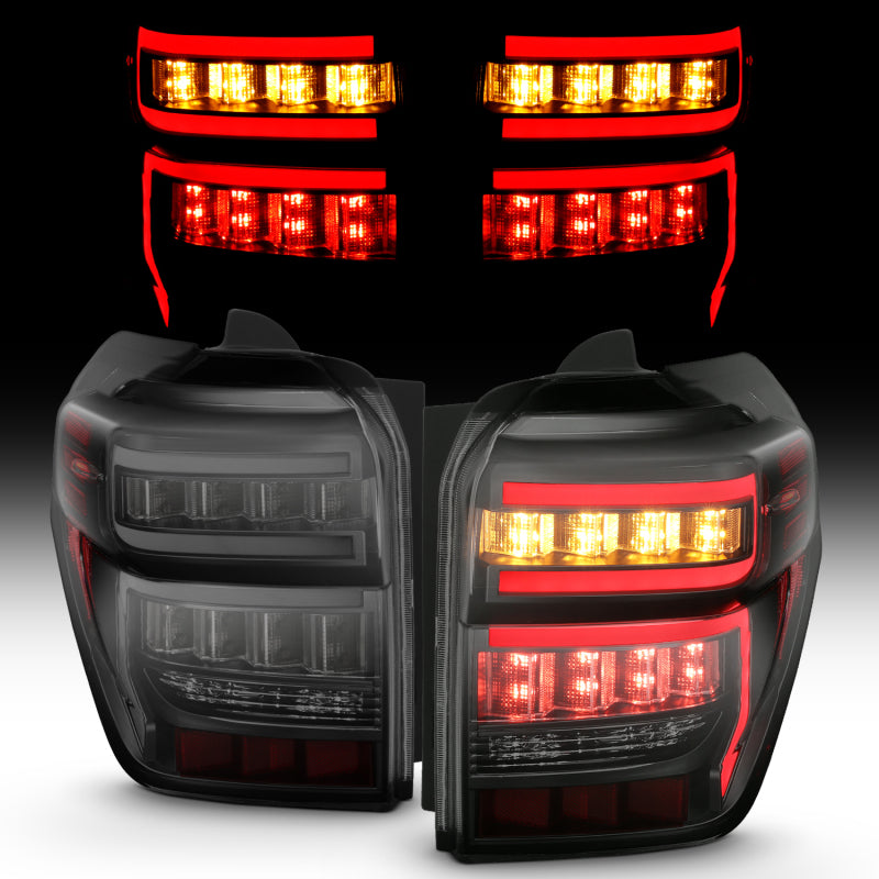 ANZO 2014-2023 Toyota 4Runner T.L Black Housing Smoke Lens Red Light Bar W/Sequential