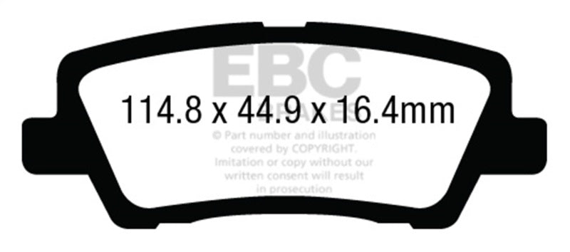 EBC 12+ Cadillac ATS 2.0 Turbo Yellowstuff Rear Brake Pads DP43012R