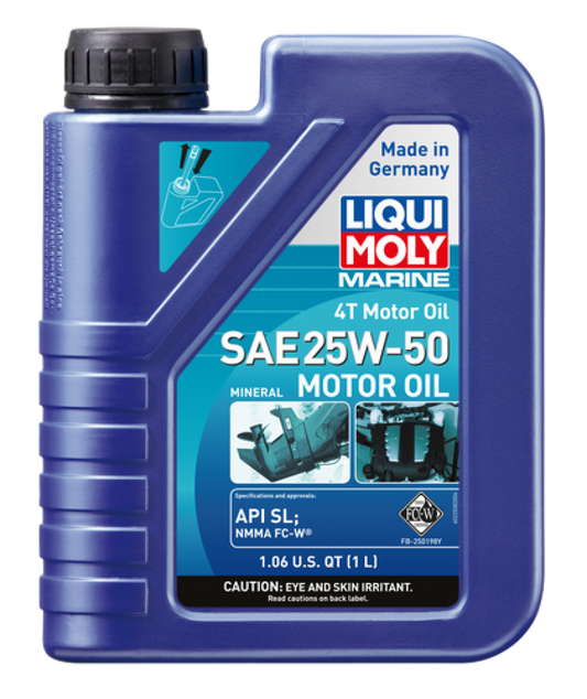 LIQUI MOLY 1L Marine 4T Motor Oil SAE 25W-50 (22508) - Pack of 6