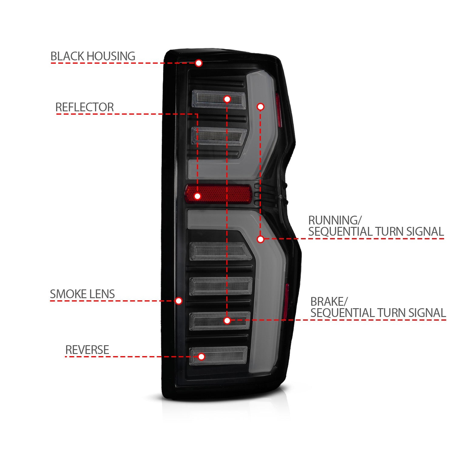 ANZO 23-25 Chevy Colorado Full LED Tail Lights Ignition Initiation / SeqSig Black - Pair