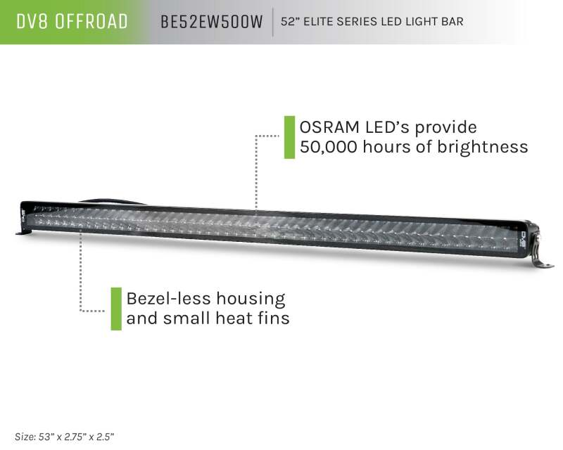 DV8 Offroad 52in Elite Series Light Bar 500W LED - Black - #BE52EW500W