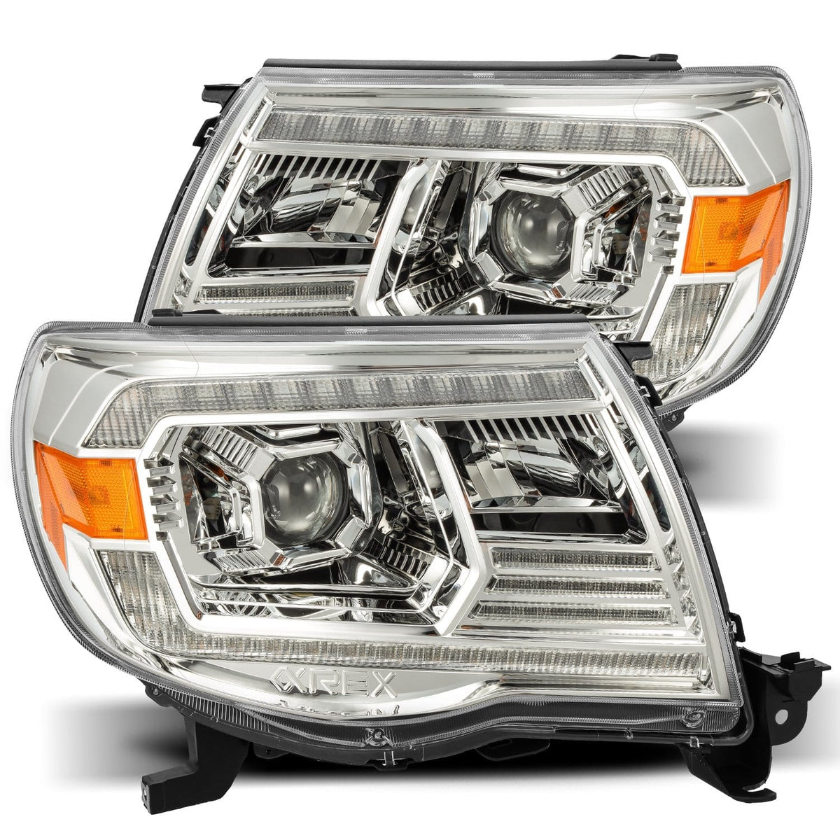 AlphaRex 880737 05-11 Toyota Tacoma PRO-Series Projector Headlights Plank Style Design Chrome with DRL