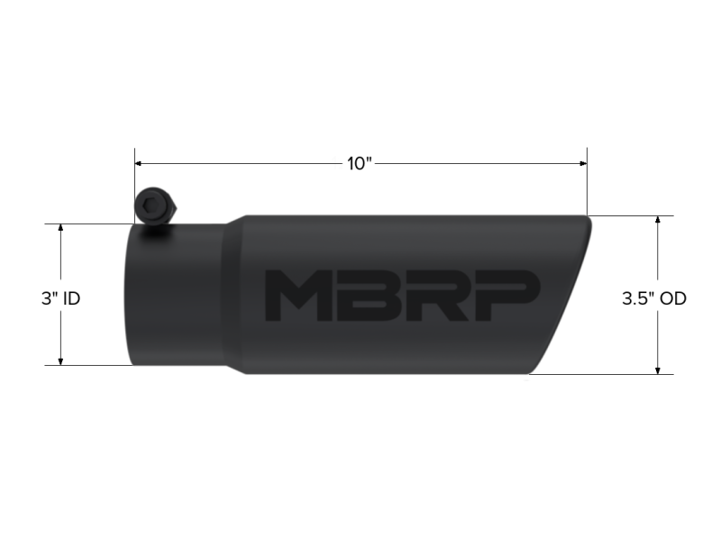 MBRP T5115BLK Exhaust Tip - 3.5" OD Angled Rolled End; 3" inlet; 10" length | Black Coated