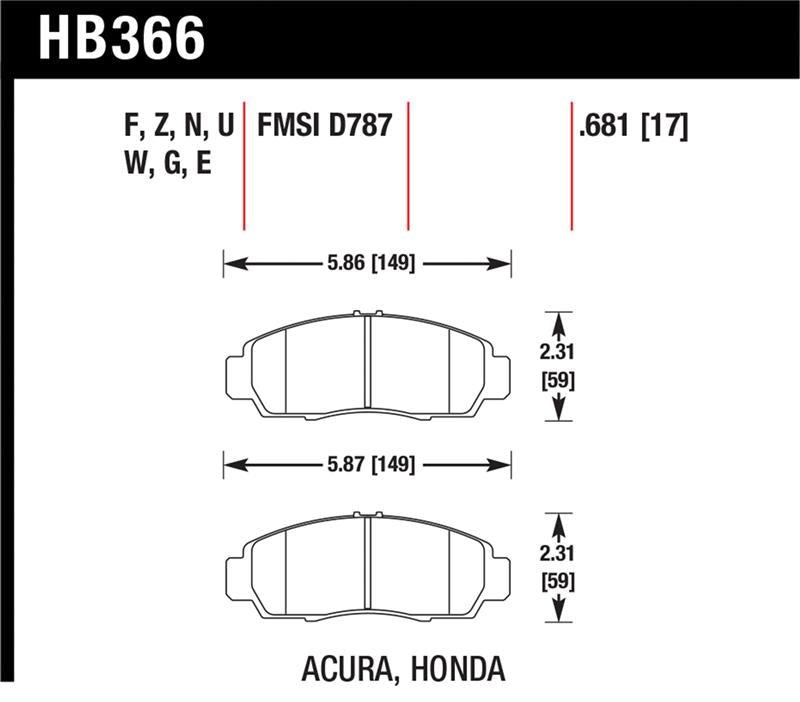 Hawk Performance HB366Z.681 Performance Ceramic Street Brake Pads