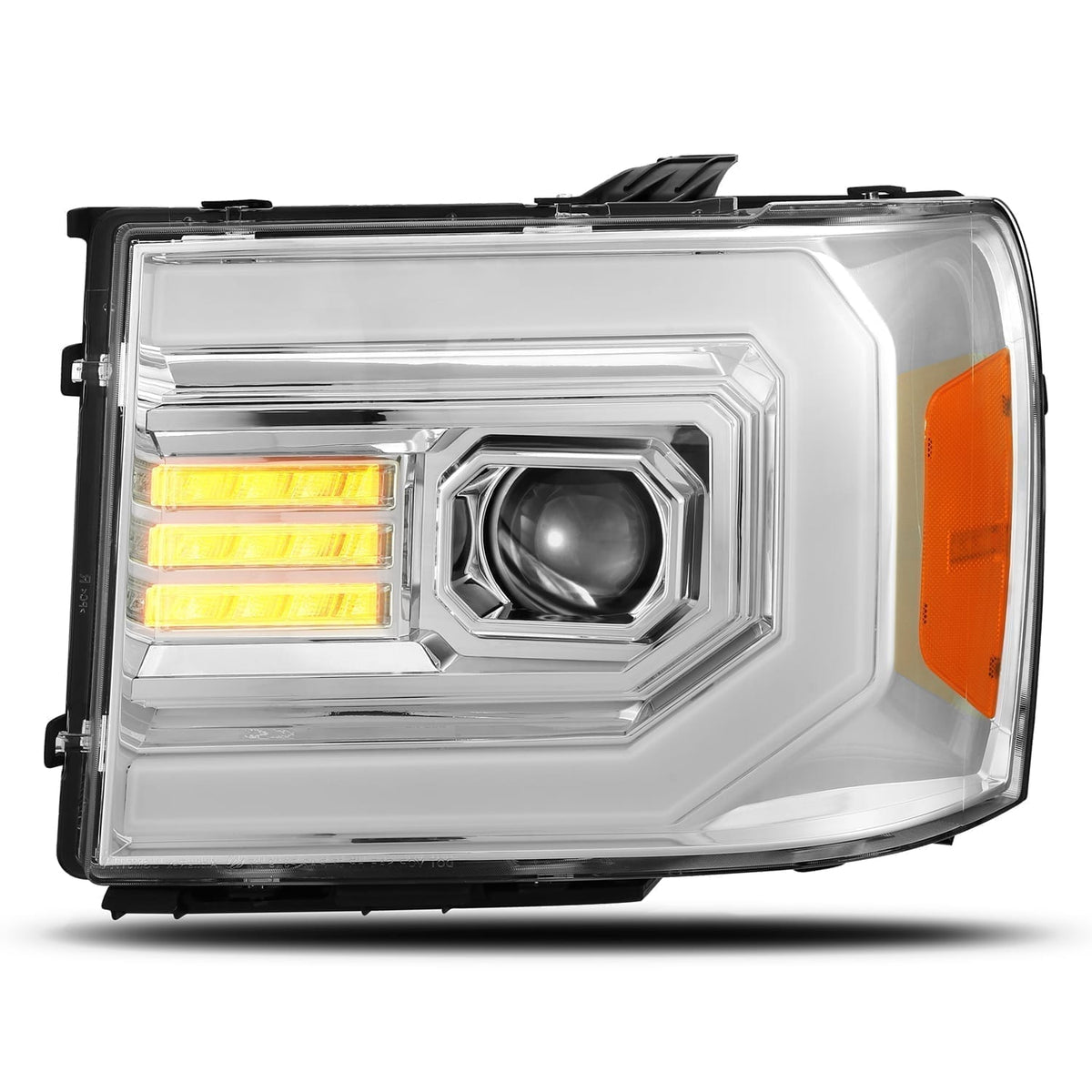 AlphaRex 880604 07-13 GMC 1500 HD PRO-Series Projector Headlights Plank Style Chrome with Activation Light/Sequential Signal