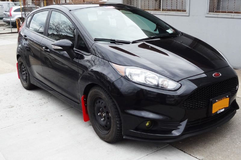Rally Armor UR Mud Flaps - 2014-2019 Ford Fiesta - Black/Red Logo - #MF29-UR-BLK/RD