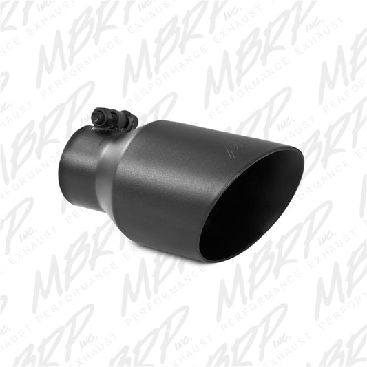 MBRP T5123BLK Exhaust Tip - 4" OD; Dual Wall Angled; 2.5" inlet; 8" length | Black Coated