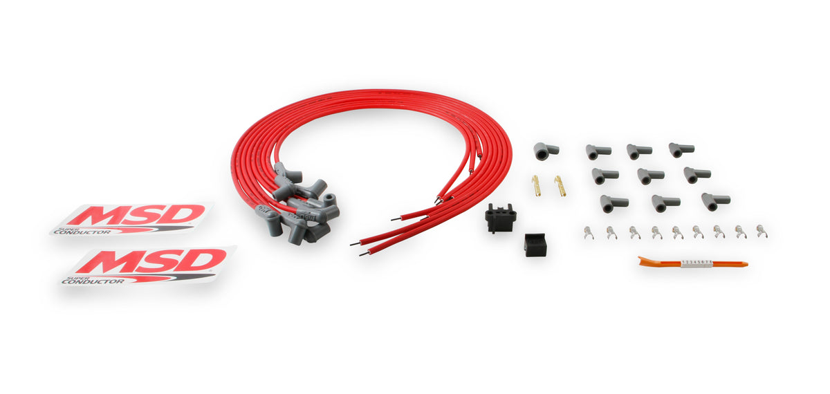 MSD 31229 Super Conductor 8.5mm Spark Plug Wire Set, 8 Cylinder 90° Plug/90° Cap