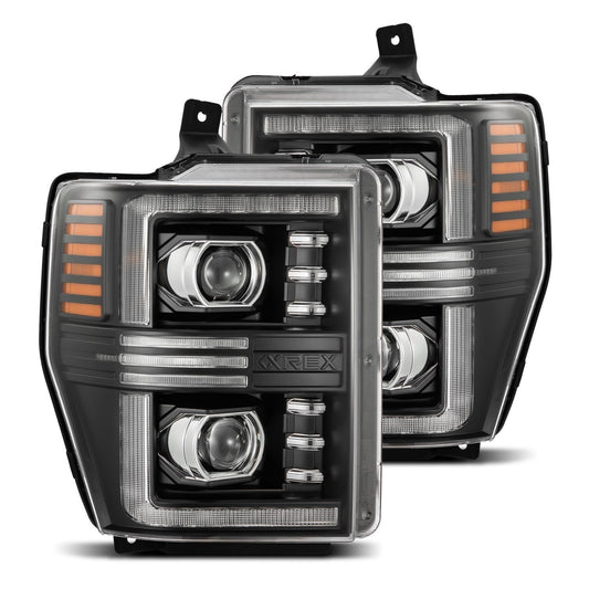AlphaRex 880308 2008-2010 Ford F250-550 PRO-Series Projector headlights Black with Activation Light/Sequential Signal