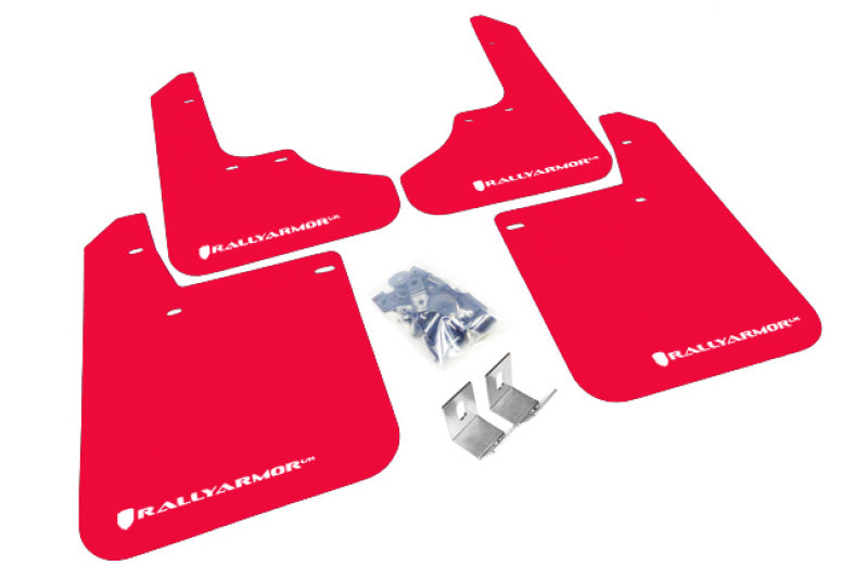 Rally Armor UR Mud Flaps - 1993-2001 Subaru Impreza - Red/White Logo - #MF2-UR-RD/WH