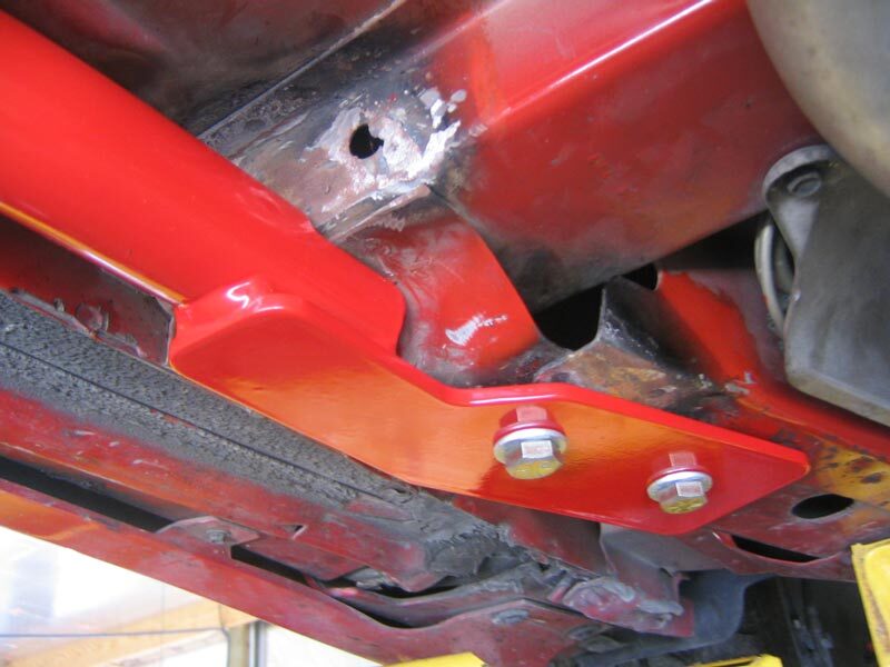 UMI Performance 2004-R 3-Point Subframe Connectors Bolt-In Red