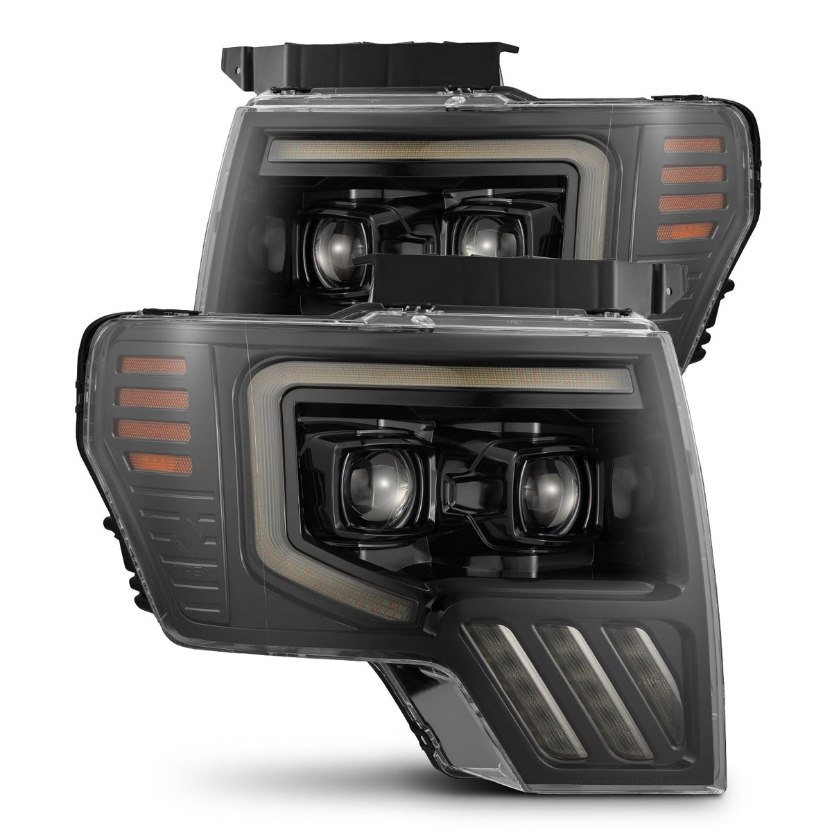 AlphaRex 880090 09-14 Ford F-150 LUXX LED Projector Headlights Plank Style Jet Black w/Activation Light/Sequential Signal/DRL