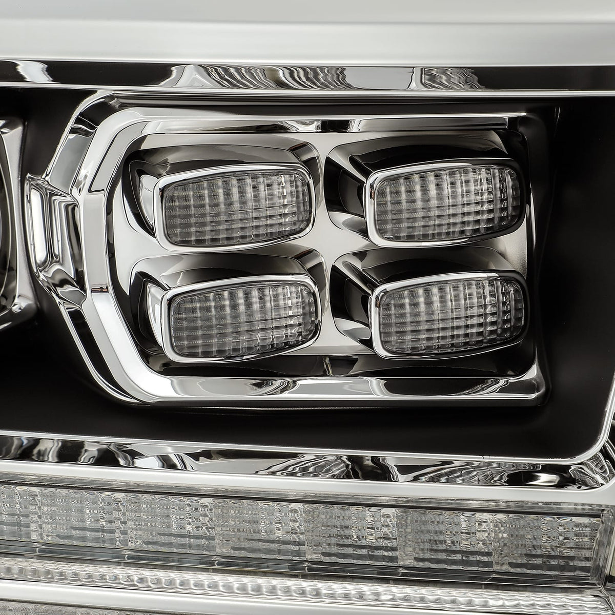 AlphaRex 880523 09-18 Dodge Ram 1500 HD PRO-Series Projector Headlight Plank Style Black with Chrome Acc with Sequential Signal/DRL
