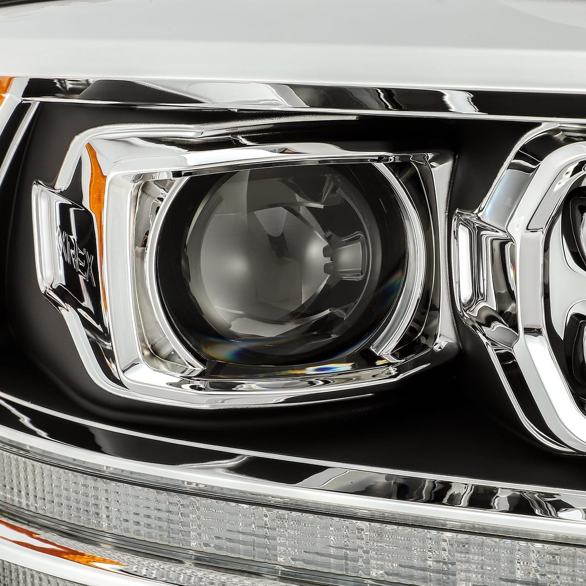 AlphaRex 880523 09-18 Dodge Ram 1500 HD PRO-Series Projector Headlight Plank Style Black with Chrome Acc with Sequential Signal/DRL