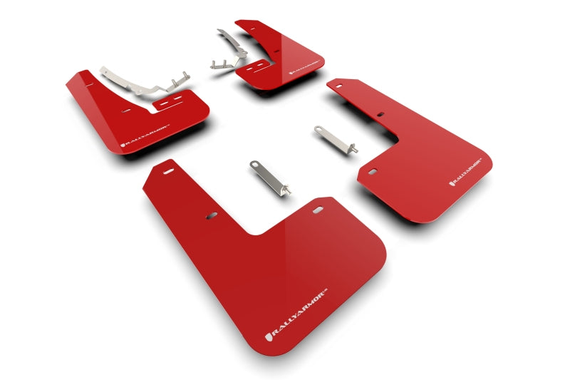 Rally Armor UR Mud Flaps - 2022-2025 Volkswagen GTI / Golf R - Red/White Logo - #MF80-UR-RD/WH