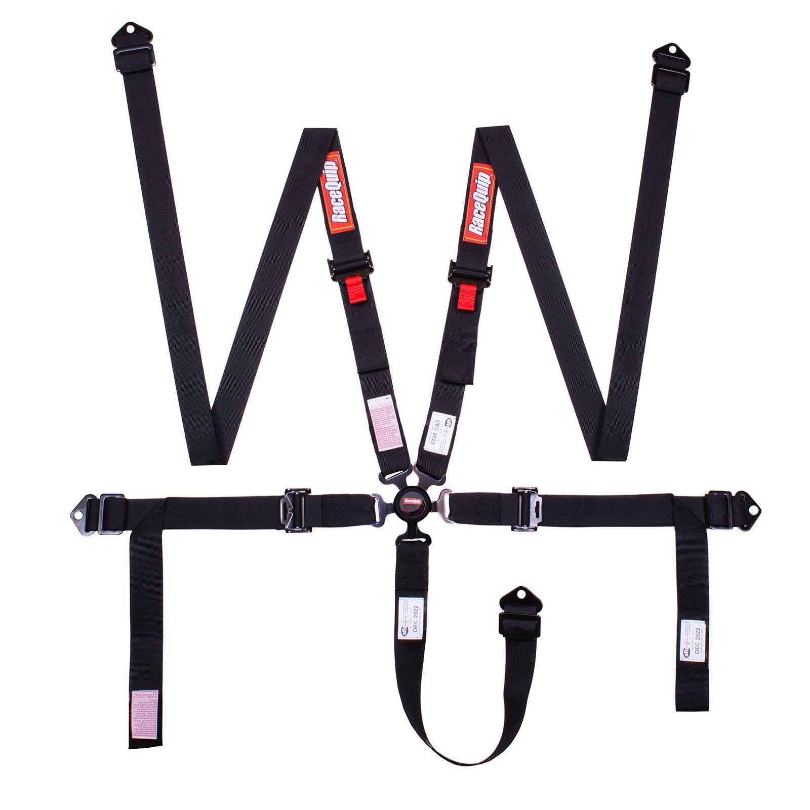 RaceQuip 841001 Camlock 5 Point 2In Auto Racing Harness Set / Pull-Down Lap / SFI 16.1 Seat Belt Set - Black