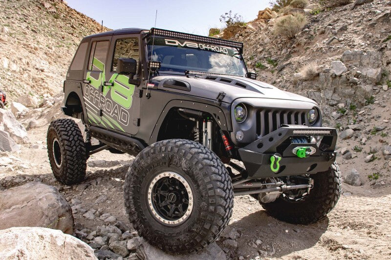 DV8 Offroad 07-18 Jeep Wrangler JK Metal Heat Dispersion Hood - Primer Black - #HDMB07-02