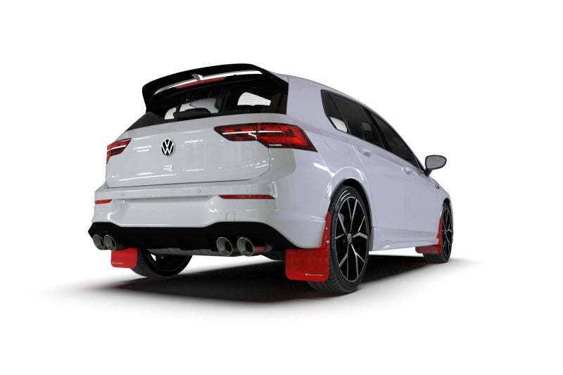 Rally Armor UR Mud Flaps - 2022-2025 Volkswagen GTI / Golf R - Red/White Logo - #MF80-UR-RD/WH