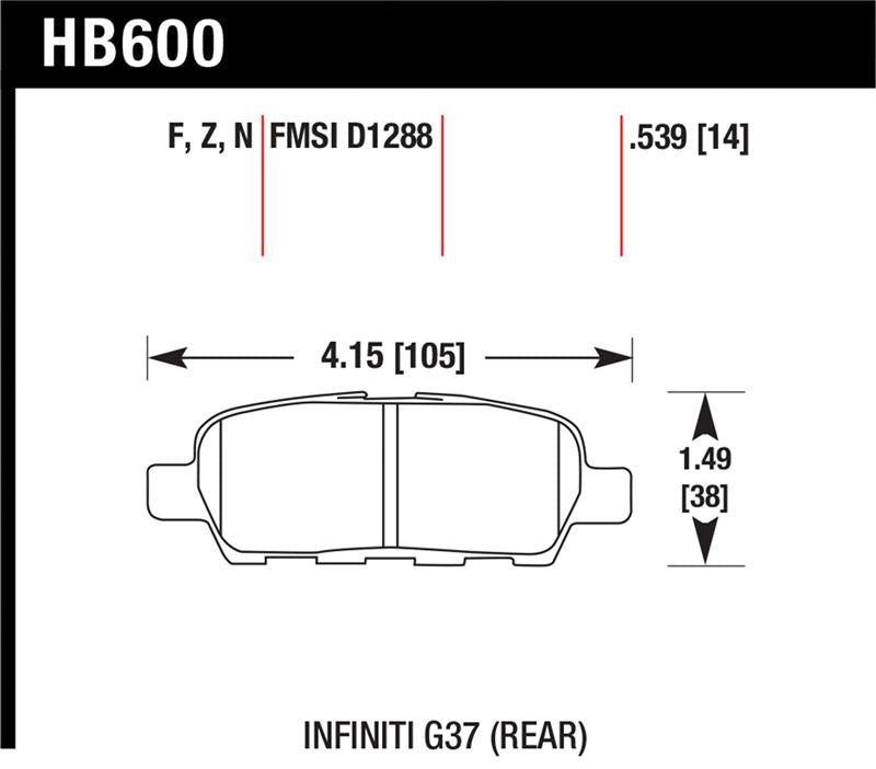 Hawk Performance HB600Z.539 Performance Ceramic Street Brake Pads