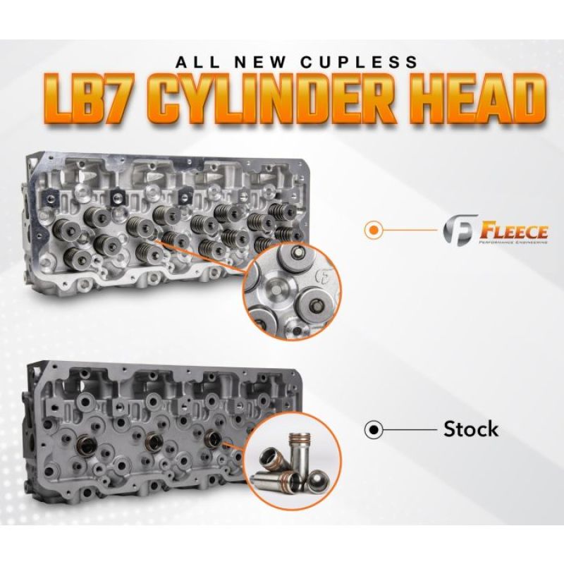 Fleece Performance FPE-61-10001-D-CL for 01-04 GM Duramax LB7 Freedom Cylinder Head w/Cupless Injector Bore (Driver Side)