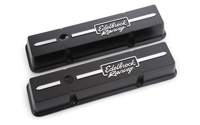 Edelbrock 41633 Valve Cover Racing Series Chevrolet 1959-1986 262-400 CI V8 Low Black