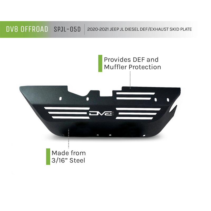 DV8 Offroad 20-22 Jeep Wrangler JL (3.0L Diesel) Rear Diff Skid Plate for Dana 44 - #SPJL-05D