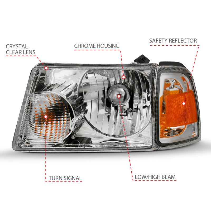 ANZO 2001-2011 Ford Ranger Crystal Headlights
