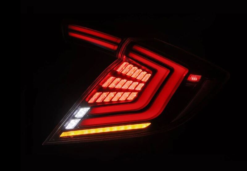 AlphaRex 676020 16-21 Honda Civic Hatchback / Type-R FK8 Nova-Series LED Tail Lights (Pair) - Black
