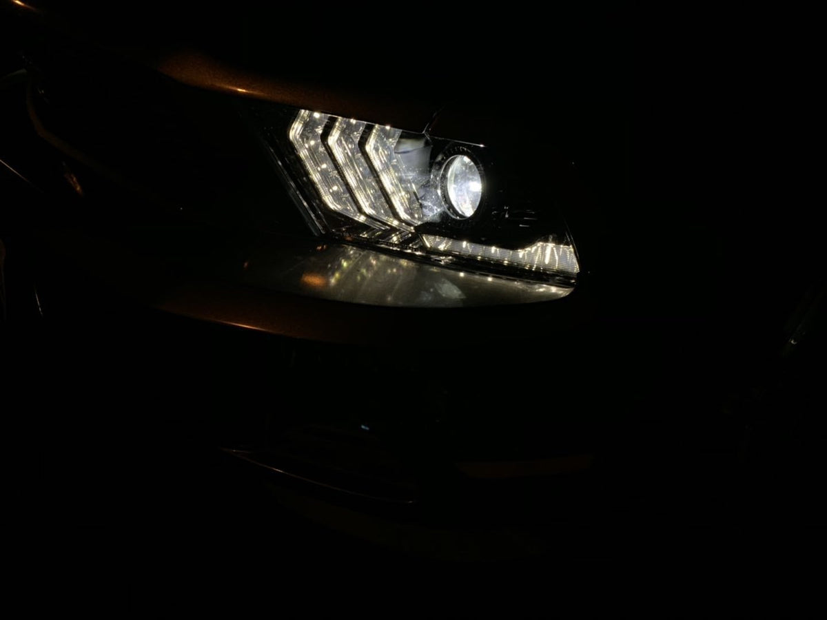 AlphaRex 880115 10-12 Ford Mustang LUXX LED Projector Headlights Plank Style Black with Activation Light/Sequential Signal