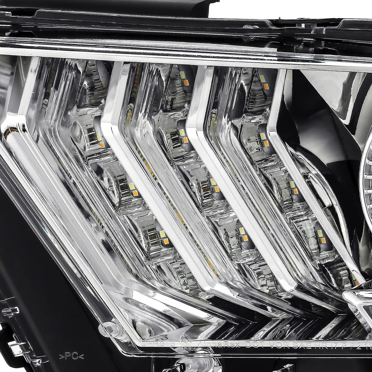 AlphaRex 880117 10-12 Ford Mustang LUXX LED Projector Headlights Plank Style Chrome with Activation Light/Sequential Signal
