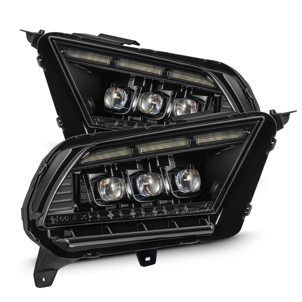 AlphaRex 880490 10-12 Ford Mustang NOVA-Series LED Projector Headlights Alpha-Black with Activation Lght & Sequential Signal Switchback DBL